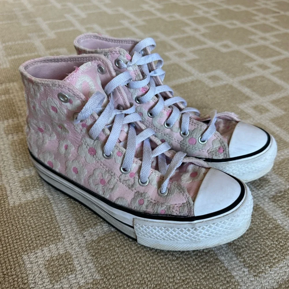 Converse Chuck Taylor All Star High Top Sneakers Pink Floral Girls Size 3